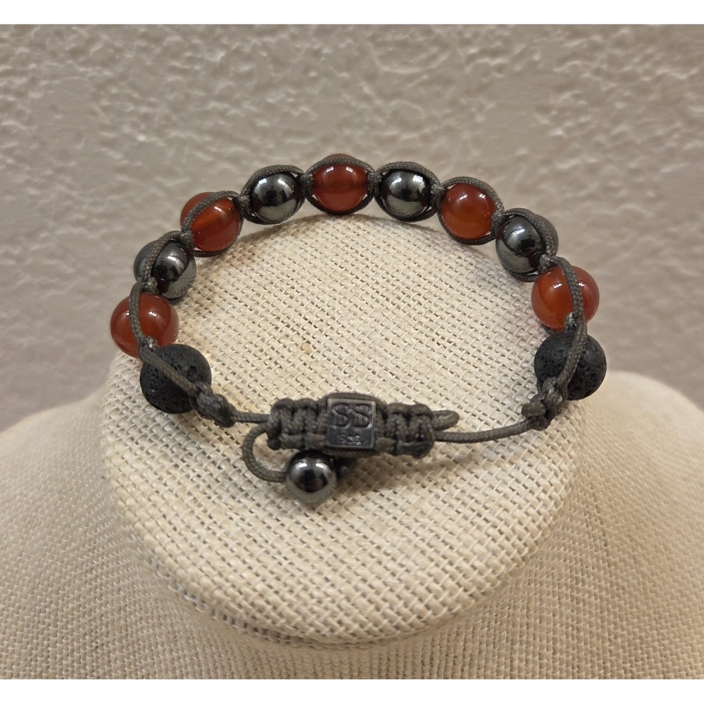 Basha Bracelet Sterling Silver, Carnelian, Hematite, &‎ Lava Stone